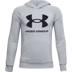Under Armour Kids' UA Rival Fleece Big Logo Hoodie Mod Grey Light Heather / Black