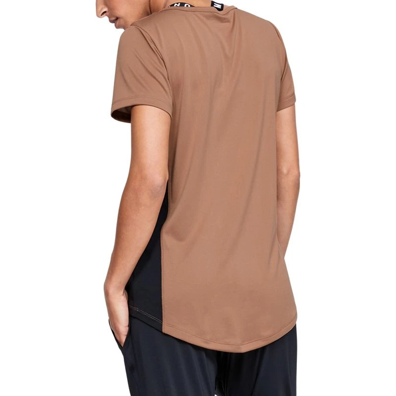 Under Armour Women's Tech Colour Block Short Sleeve T-Shirt Brown - Image 4