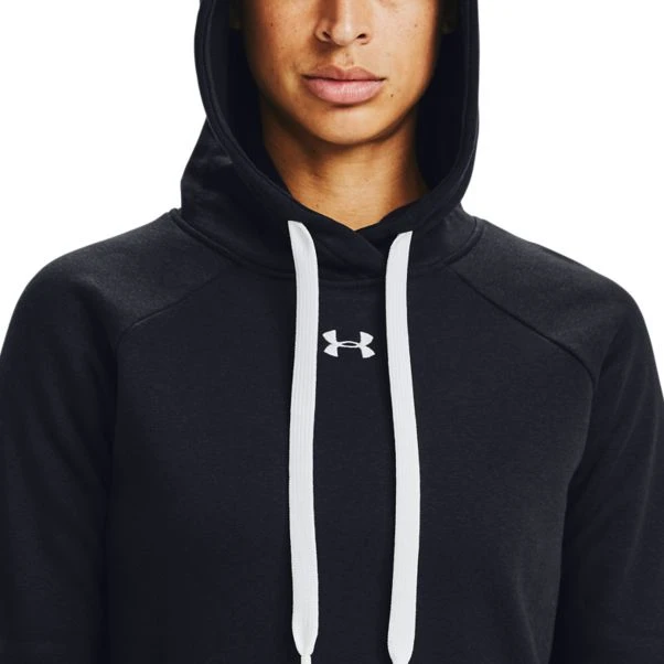 Under Armour Women's UA Rival Fleece HB Hoodie Black / White - Image 3