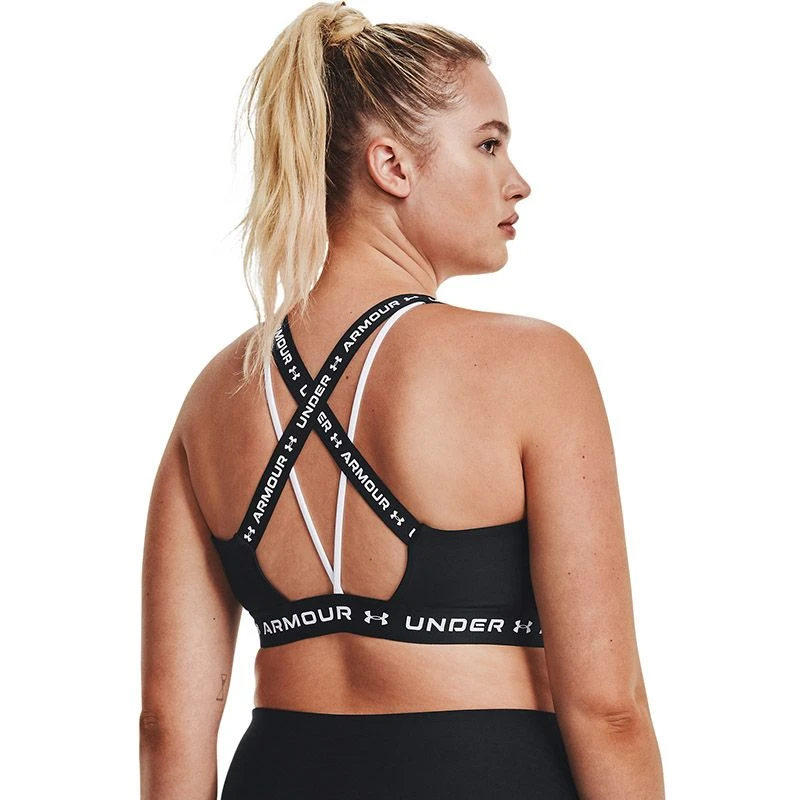 Under Armour Women's Cross Back Low Sports Bra Black / White - Image 2