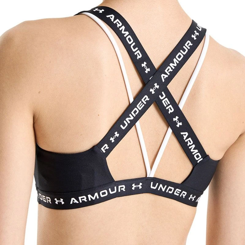 Under Armour Women's Cross Back Low Sports Bra Black / White - Image 3