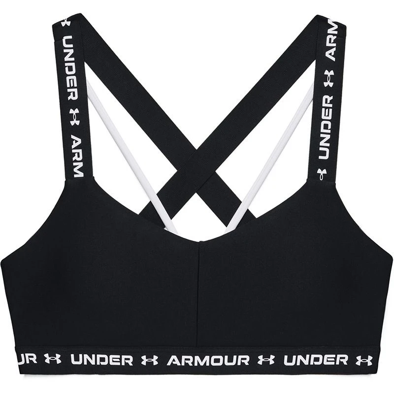 Under Armour Women's Cross Back Low Sports Bra Black / White - Image 4