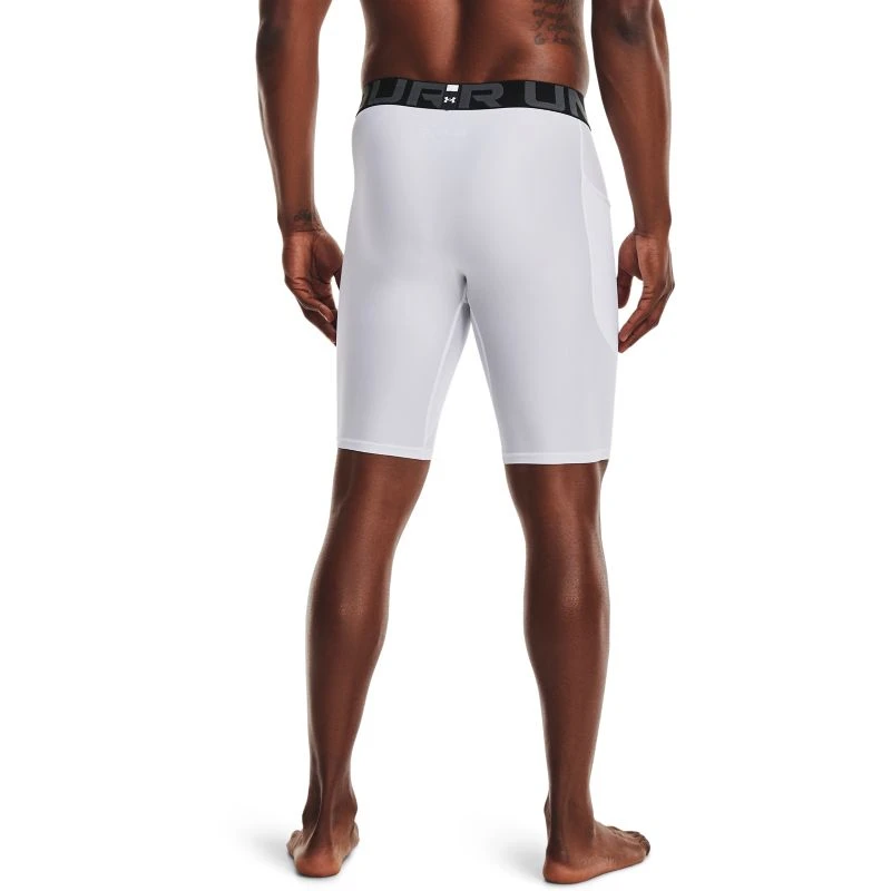 Under Armour Men's HeatGear® Pocket Long Shorts White / Black - Image 2