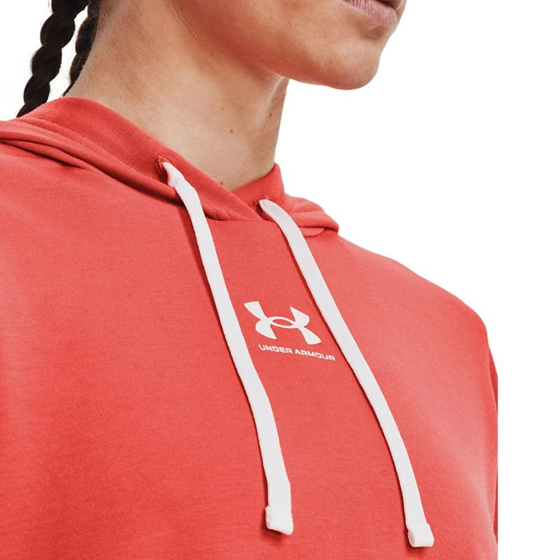 Under Armour Women's Rival Terry Hoodie Vermillion / White - Image 4