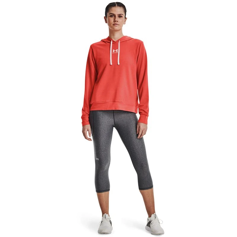 Under Armour Women's Rival Terry Hoodie Vermillion / White - Image 3
