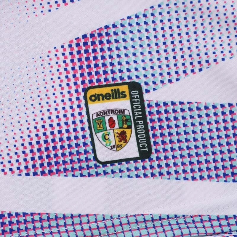 Antrim GAA Kids' Short Sleeve Training Top White / Royal - Image 5