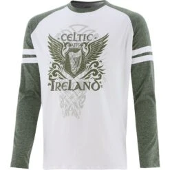 Trad Craft Men's Celtic Wings Long Sleeve Top Moss / White