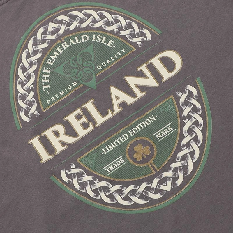 Trad Craft Men's Ireland Emerald Isle Classic T-Shirt Pewter - Image 3