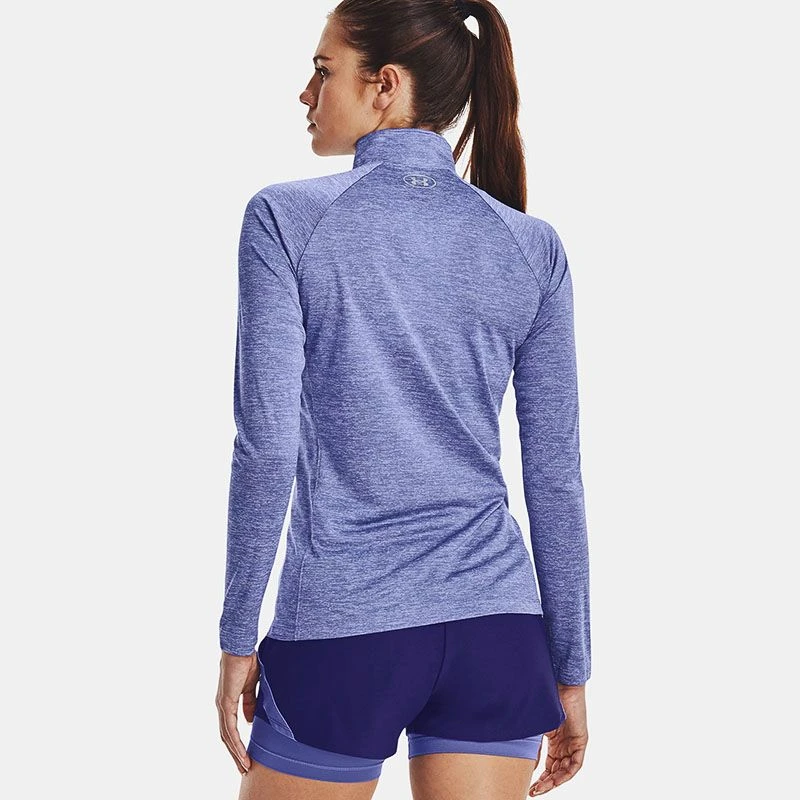 Under Armour Women's Techâ„¢ Half Zip Twist Chestnut Baja Blue / White / Metallic Silver - Image 2
