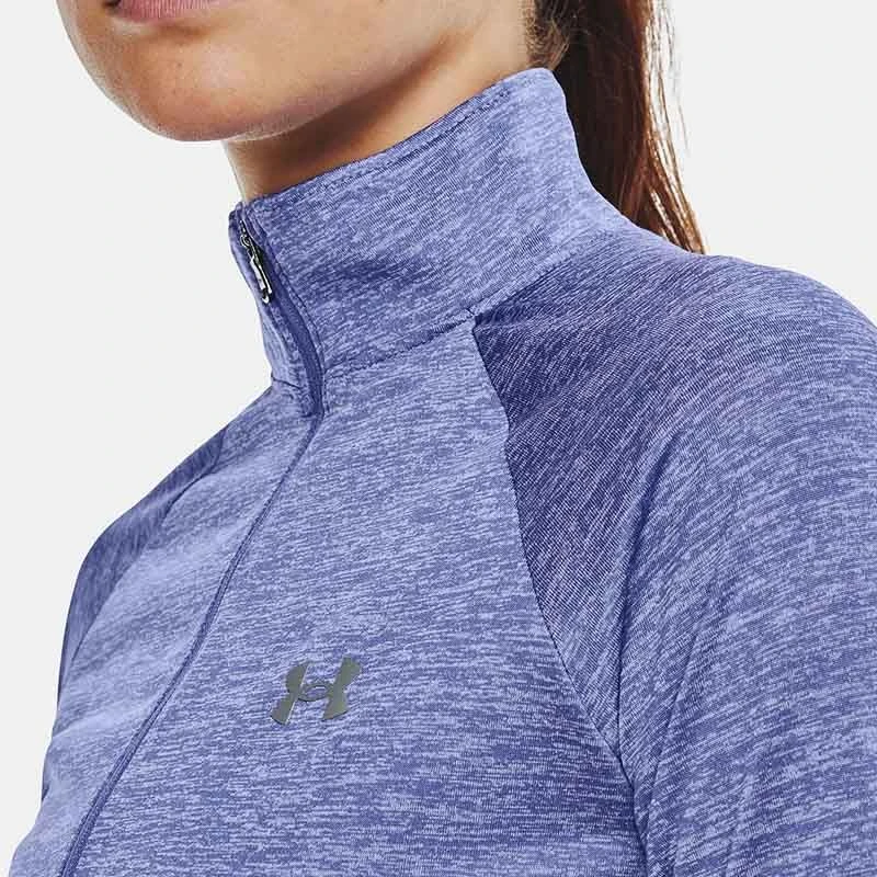 Under Armour Women's Techâ„¢ Half Zip Twist Chestnut Baja Blue / White / Metallic Silver - Image 6