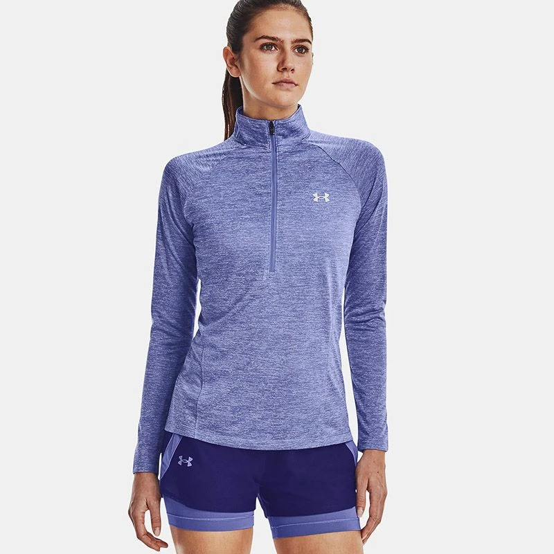 Under Armour Women's Techâ„¢ Half Zip Twist Chestnut Baja Blue / White / Metallic Silver