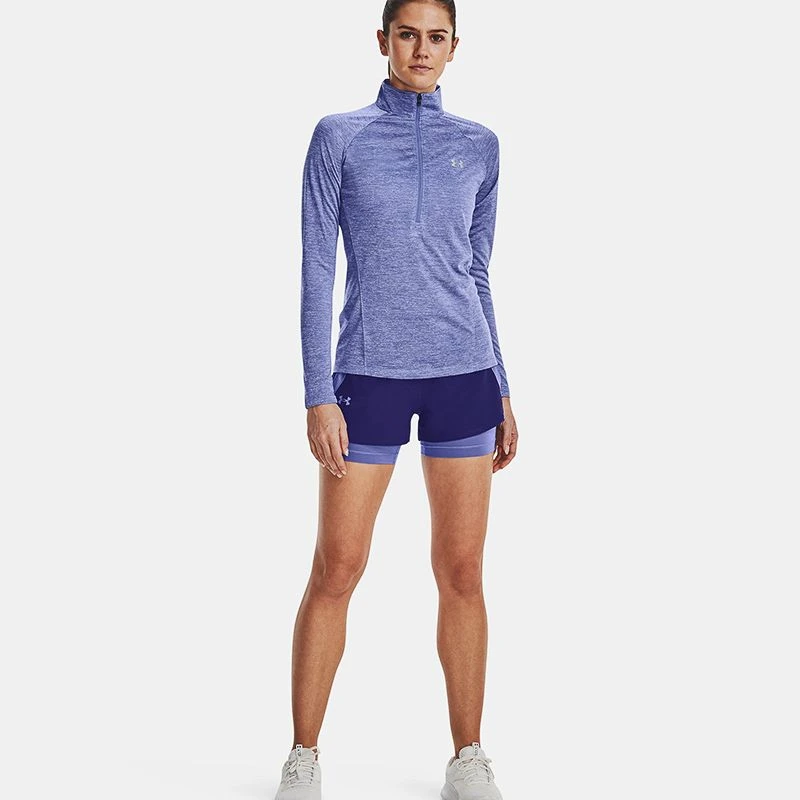Under Armour Women's Techâ„¢ Half Zip Twist Chestnut Baja Blue / White / Metallic Silver - Image 3