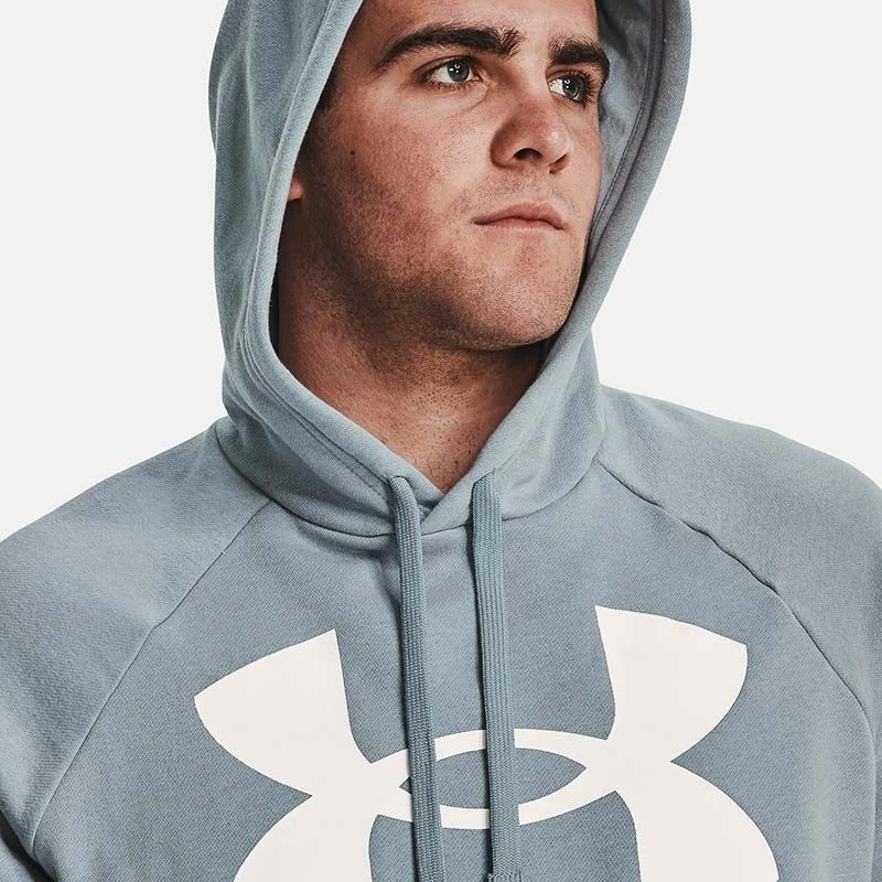 Under Armour Men's Rival Fleece Big Logo Hoodie Harbor Blue / Onyx White - Image 6