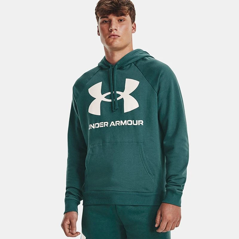 Under Armour Men's UA Rival Fleece Big Logo Hoodie Coastal Teal / Onyx White