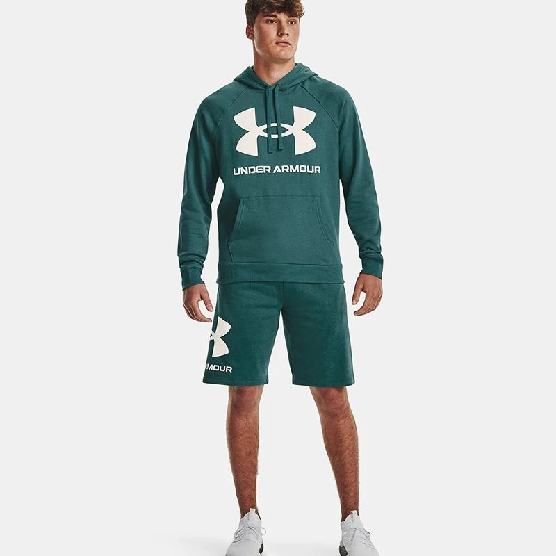 Under Armour Men's UA Rival Fleece Big Logo Hoodie Coastal Teal / Onyx White - Image 3