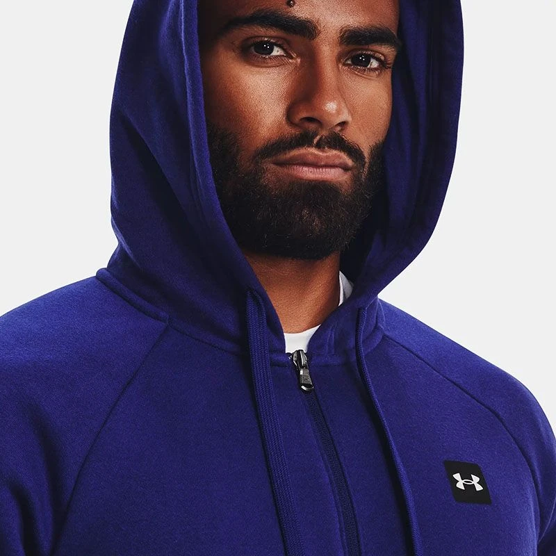 Under Armour Men's Rival Fleece Full Zip Hoodie Sonar Blue / Onyx White - Image 4