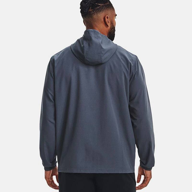 Under Armour Men's UA Sportstyle Windbreaker Jacket Downpour Grey / Black / Lime Surge - Image 2