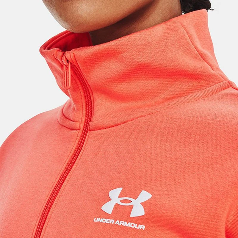 Under Armour Women's UA Rival Fleece Half Zip After Burn / White - Image 6